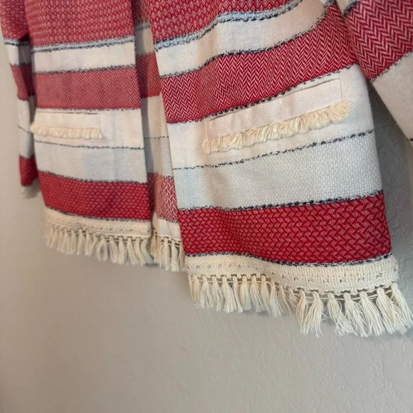 J. McLaughlin Red and Blue Fringe Cardigan Sweater - Picture 4 of 6